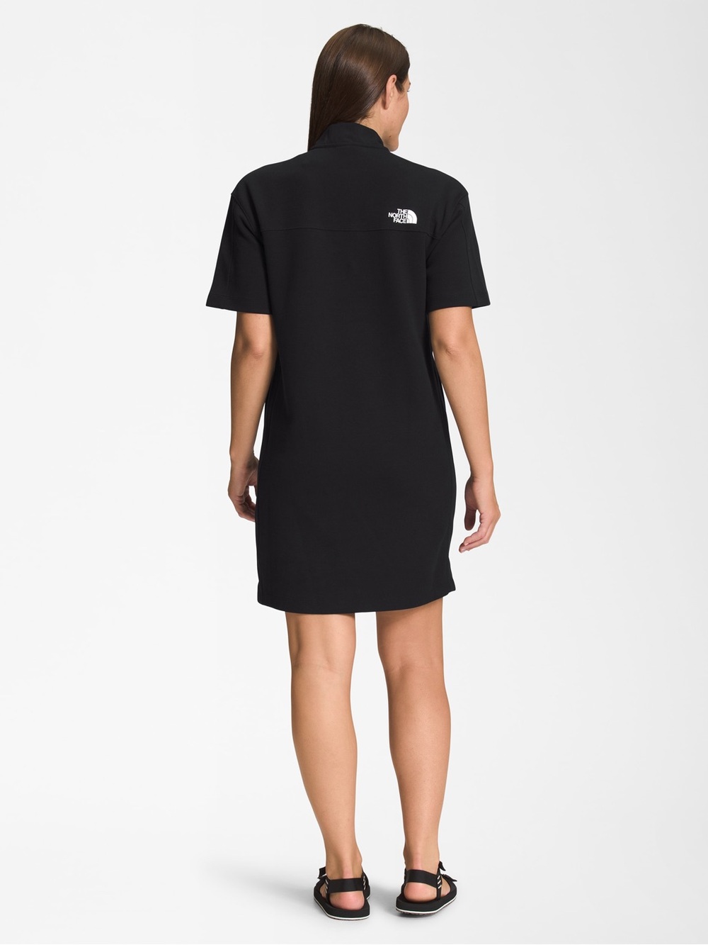 The North Face Black Short Sleeve Tech Zip-Front Mini Dress Cotton - Picture 2 of 10